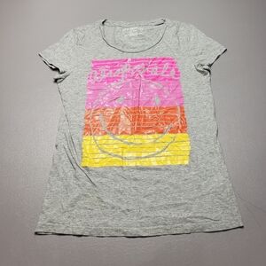 Aeropostale gray pink and orange smiley face logo tshirt kids size XL